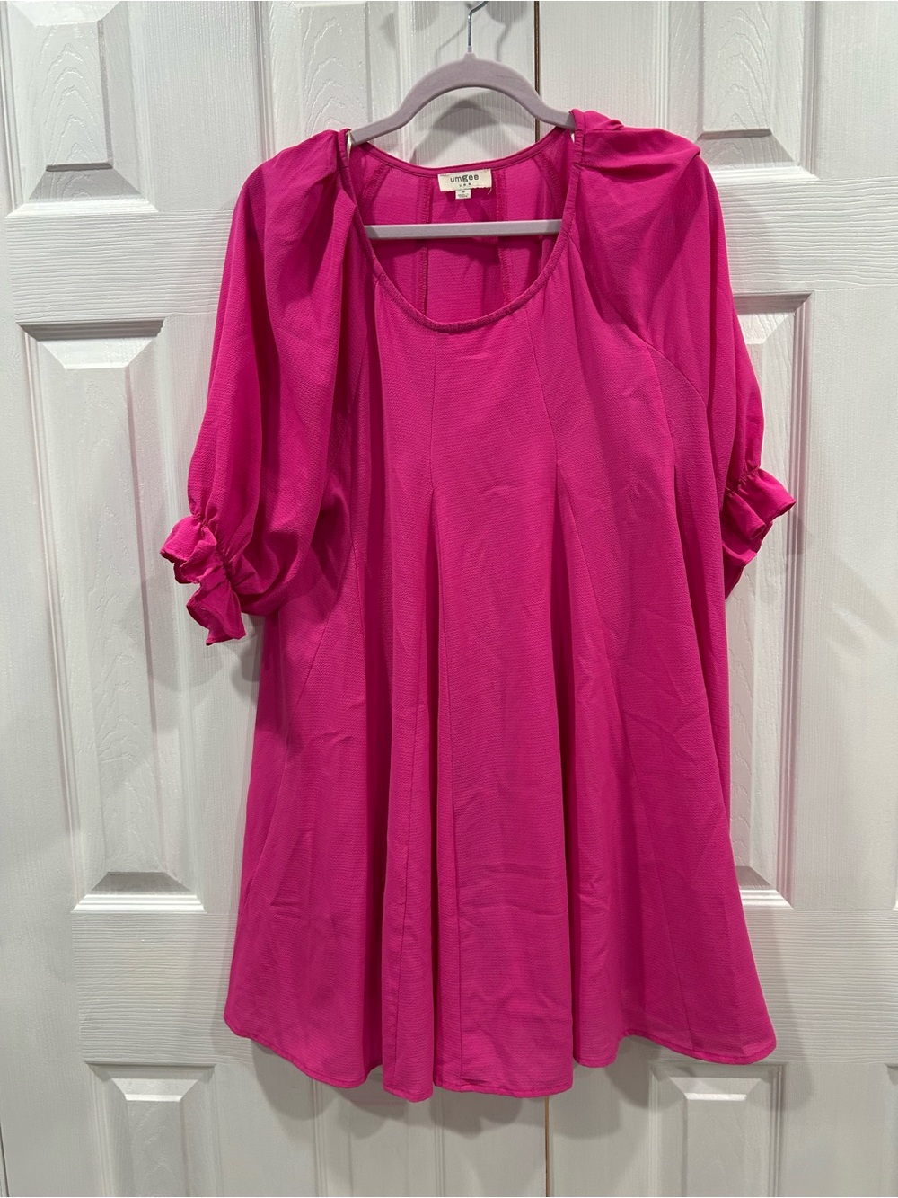 Umgee Hot Pink Puff-Sleeve Swing Tunic